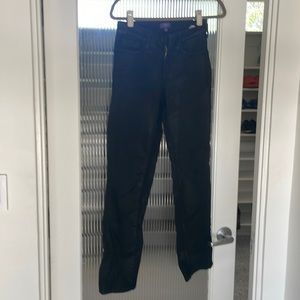 NYDJ wax coated black stretch denim slim fit jeans